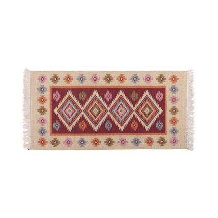 Διπλής όψης ανατολίτικο χαλί KILIM 80x150 cm κόκκινο/μπεζ