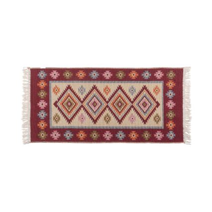 Διπλής όψης ανατολίτικο χαλί KILIM 80x150 cm κόκκινο/μπεζ