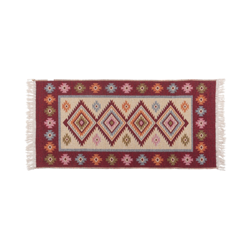 Διπλής όψης ανατολίτικο χαλί KILIM 80x150 cm κόκκινο/μπεζ