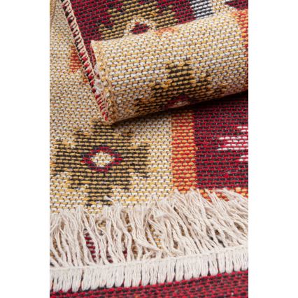 Διπλής όψης ανατολίτικο χαλί KILIM 80x150 cm κόκκινο/μπεζ
