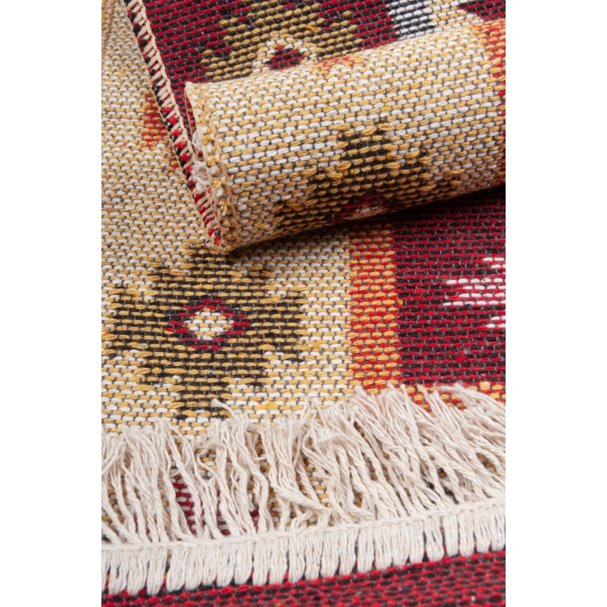 Διπλής όψης ανατολίτικο χαλί KILIM 80x150 cm κόκκινο/μπεζ