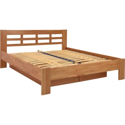 Διπλό κρεβάτι από μασίφ ξύλο με χώρο αποθήκευσης ANGELA 180x200 cm δαμάσκηνο