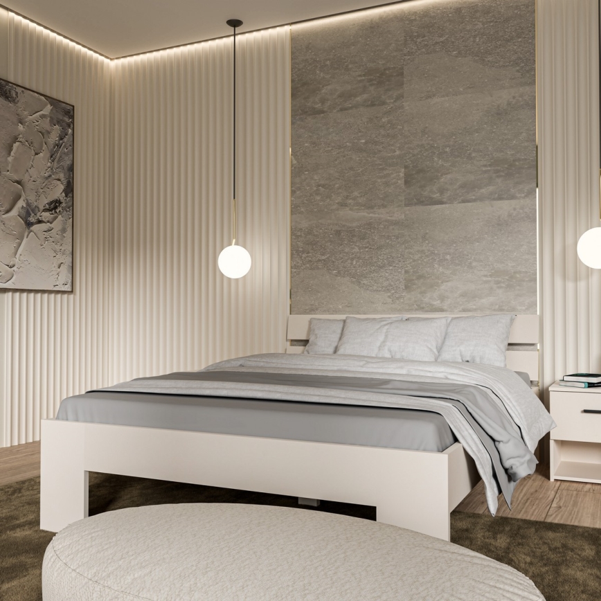 Διπλό κρεβάτι PIROA 160x200 εκ. μπεζ