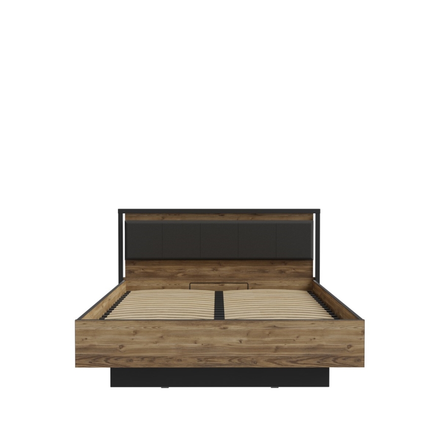 Διπλό κρεβάτι με αποθηκευτικό χώρο OREN 160x200 cm καφέ/μαύρο