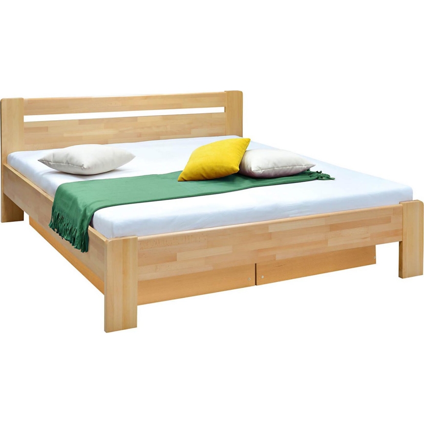 Διπλό κρεβάτι με σκελετό και χώρο αποθήκευσης από μασίφ ξύλο AMARA 180x200 cm οξιά