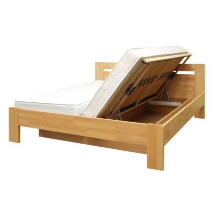 Διπλό κρεβάτι με σκελετό και χώρο αποθήκευσης από μασίφ ξύλο AMARA 180x200 cm οξιά