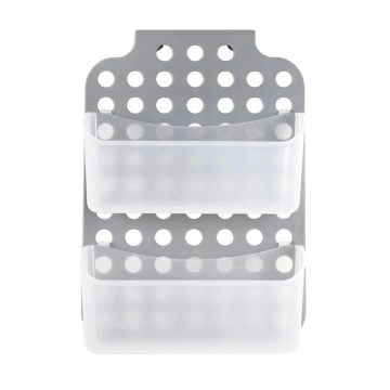 Διπλό ράφι ντους κρεμαστό 12x35,5 εκ. γκρι/λευκό