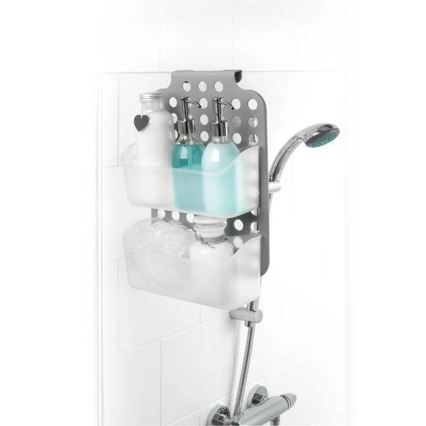 Διπλό ράφι ντους κρεμαστό 12x35,5 εκ. γκρι/λευκό