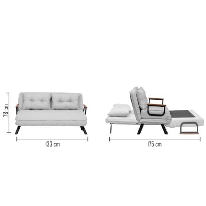 Διθέσιος καναπές-κρεβάτι QIRA γκρι