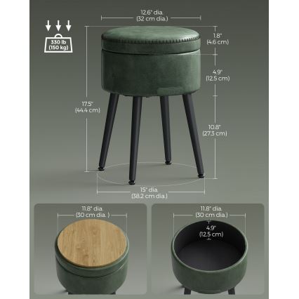 Δερμάτινο σκαμπό CORE, πράσινο