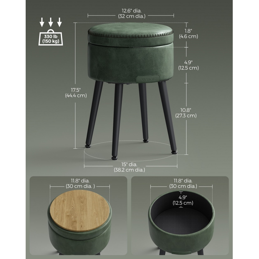 Δερμάτινο σκαμπό CORE, πράσινο