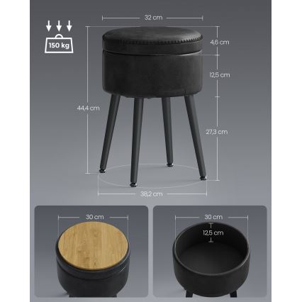 Δερμάτινο σκαμπό CORE — μαύρο
