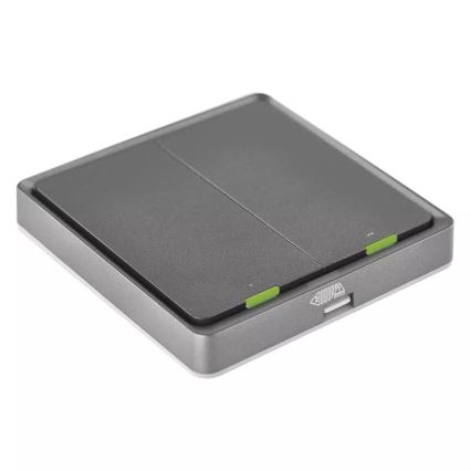 Διακόπτης διπλός GoSmart 1xCR2430 Tuya μαύρο
