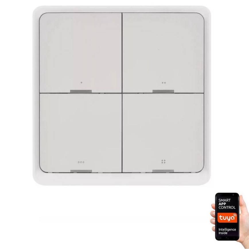 Διακόπτης τετραπλός GoSmart 1xCR2430 Tuya λευκό