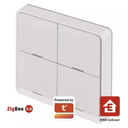 Διακόπτης τετραπλός GoSmart 1xCR2430 Tuya λευκό