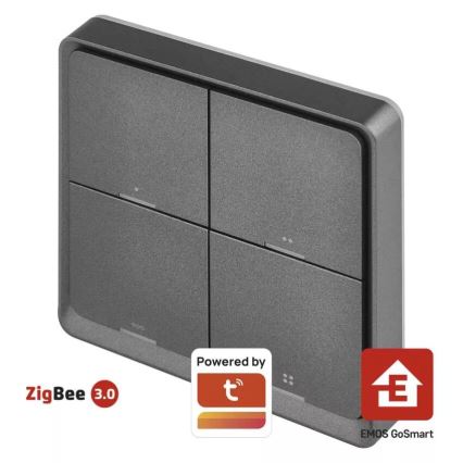 Διακόπτης τετραπλός GoSmart 1xCR2430 Tuya μαύρο