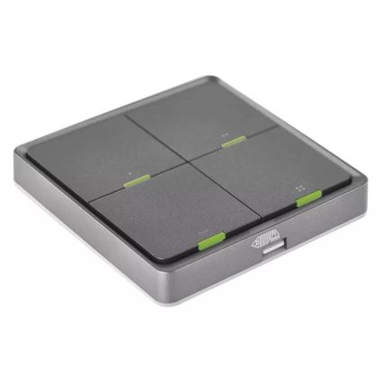 Διακόπτης τετραπλός GoSmart 1xCR2430 Tuya μαύρο