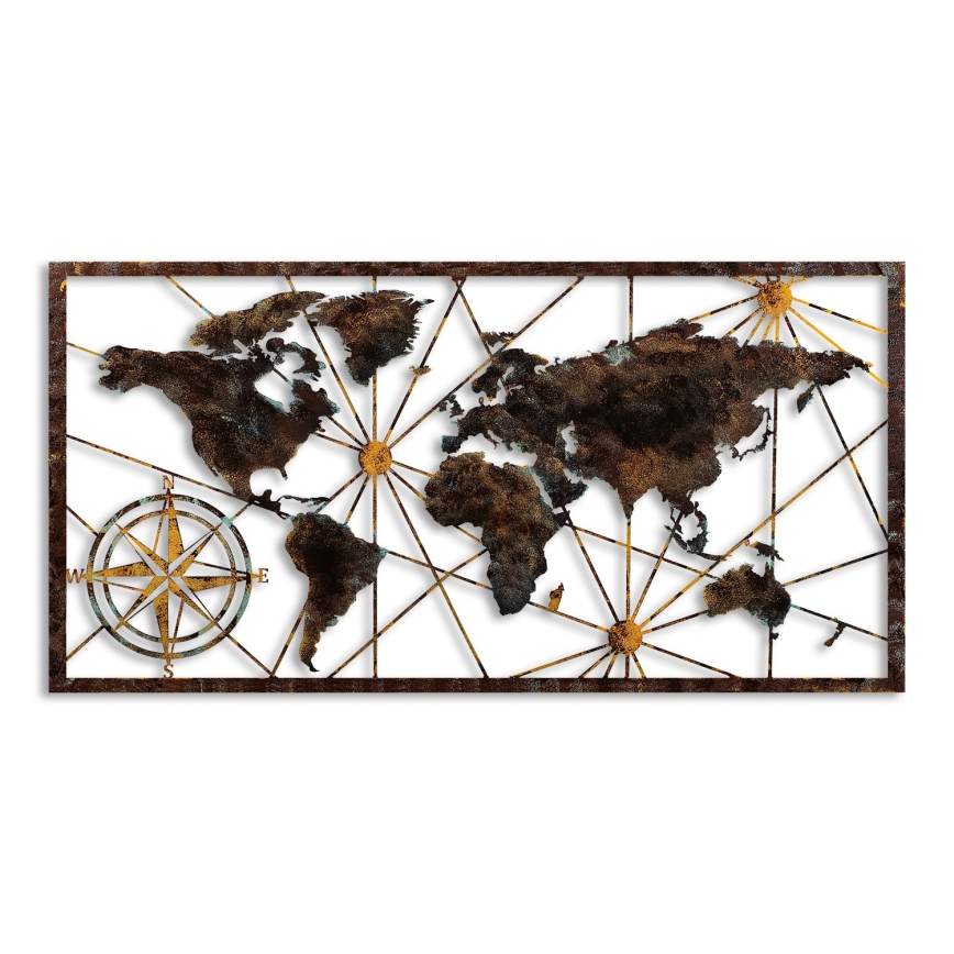 Διακοσμητικό τοίχου 120x60 cm  παγκόσμιος χάρτης μεταλλικό