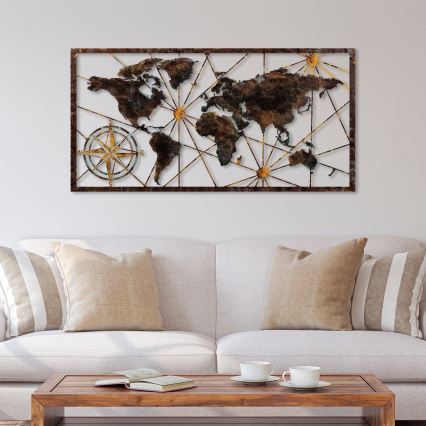 Διακοσμητικό τοίχου 120x60 cm  παγκόσμιος χάρτης μεταλλικό