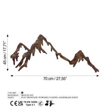 Διακοσμητικό τοίχου 45x70 cm βουνά	 μεταλλικό