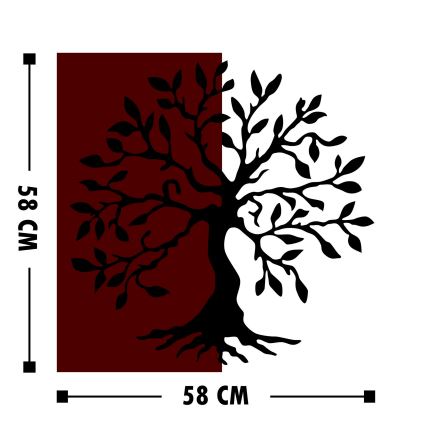 Διακοσμητικό τοίχου 58x58 εκ. δέντρο ξύλο/μέταλλο