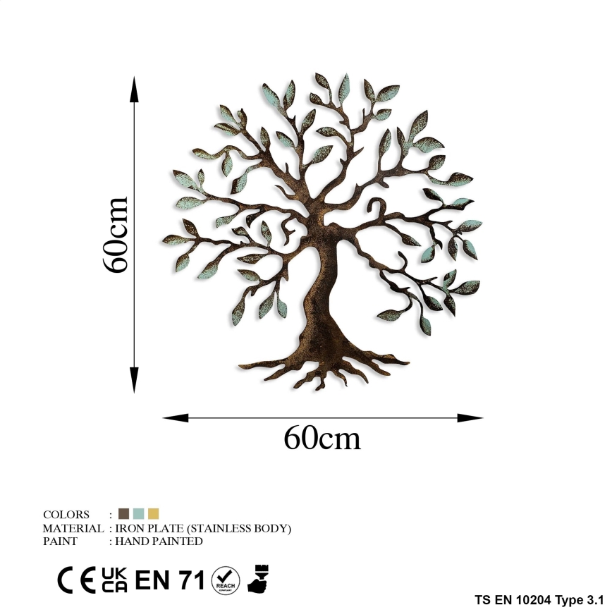 Διακοσμητικό τοίχου 60x60 cm δέντρο μεταλλικό