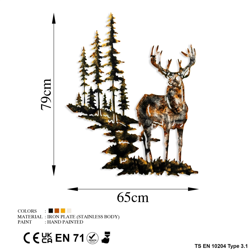 Διακοσμητικό τοίχου 65x79 cm ελάφι μεταλλικό