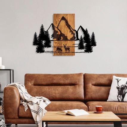 Διακοσμητικό τοίχου 88x57 cm βουνά	 ξύλο/μεταλλικό