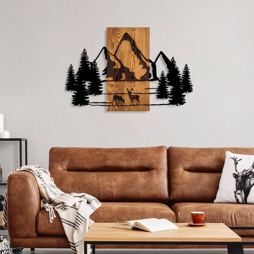 Διακοσμητικό τοίχου 88x57 cm βουνά	 ξύλο/μεταλλικό