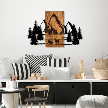 Διακοσμητικό τοίχου 88x57 cm βουνά	 ξύλο/μεταλλικό