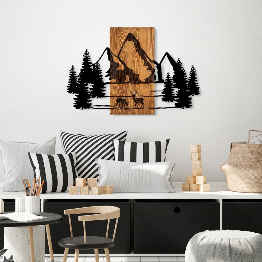 Διακοσμητικό τοίχου 88x57 cm βουνά	 ξύλο/μεταλλικό