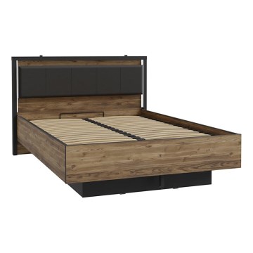 Διπλό κρεβάτι OREN με αποθηκευτικό χώρο 140x200 cm καφέ/μαύρο