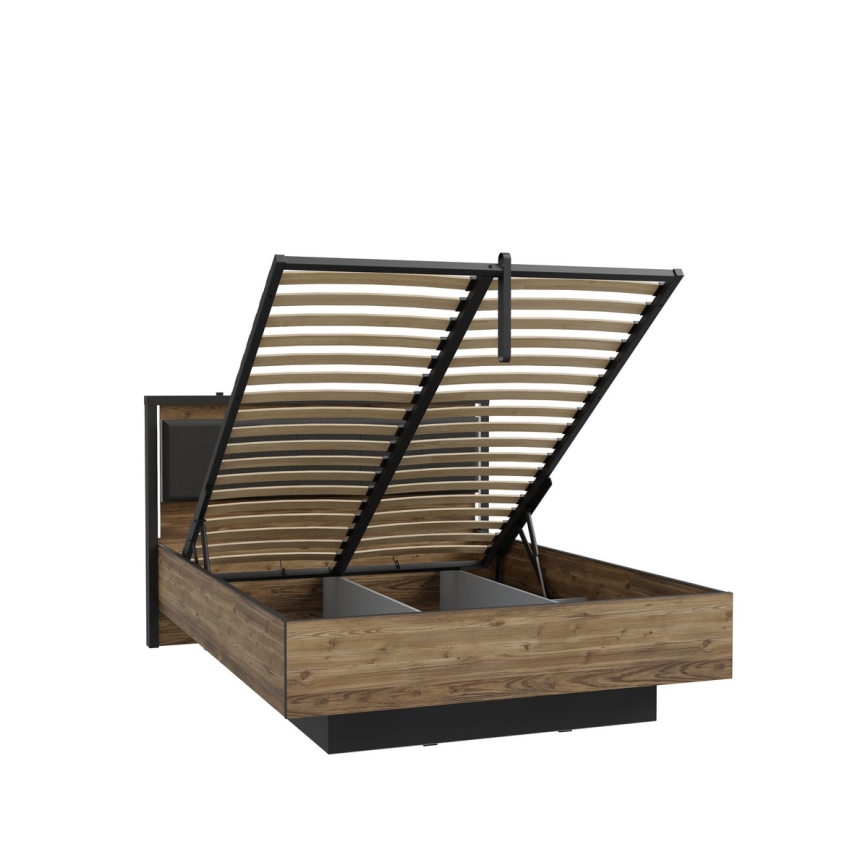 Διπλό κρεβάτι OREN με αποθηκευτικό χώρο 140x200 cm καφέ/μαύρο