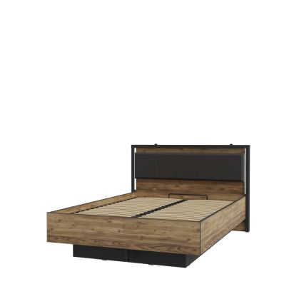 Διπλό κρεβάτι OREN με αποθηκευτικό χώρο 140x200 cm καφέ/μαύρο