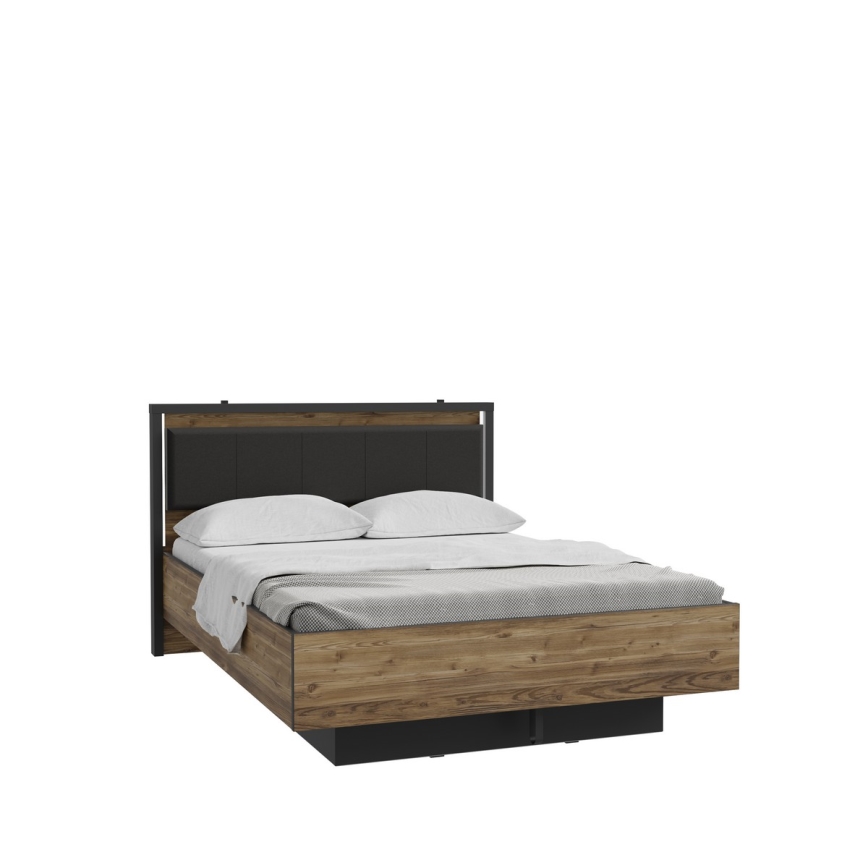 Διπλό κρεβάτι OREN με αποθηκευτικό χώρο 140x200 cm καφέ/μαύρο