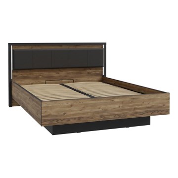 Διπλό κρεβάτι με αποθηκευτικό χώρο OREN 160x200 cm, καφέ/μαύρο