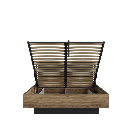 Διπλό κρεβάτι με αποθηκευτικό χώρο OREN 160x200 cm, καφέ/μαύρο