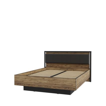 Διπλό κρεβάτι με αποθηκευτικό χώρο OREN 160x200 cm, καφέ/μαύρο