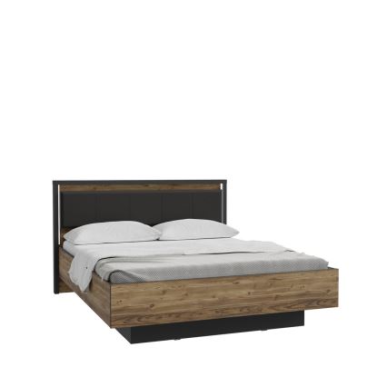 Διπλό κρεβάτι με αποθηκευτικό χώρο OREN 160x200 cm, καφέ/μαύρο