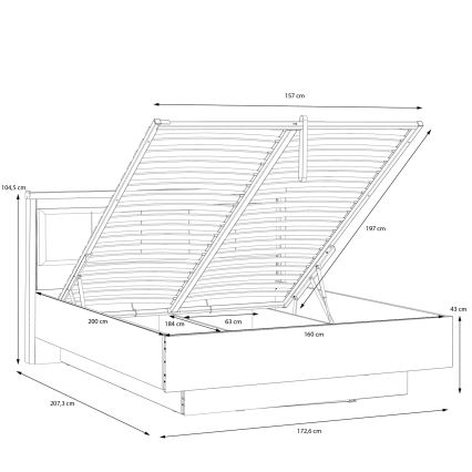 Διπλό κρεβάτι με αποθηκευτικό χώρο OREN 160x200 cm, καφέ/μαύρο