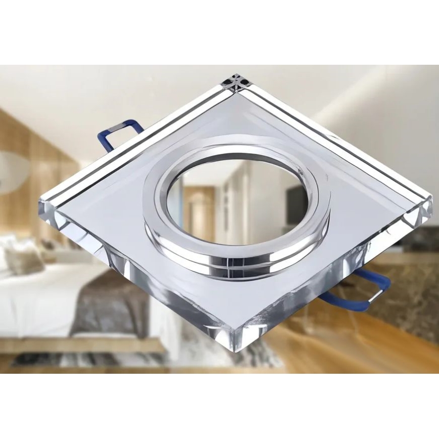 Εντοιχιζόμενο φωτιστικό οροφής 1xGU10/MR16/10W/230V, 9x9 εκ., γυαλιστερό χρώμιο