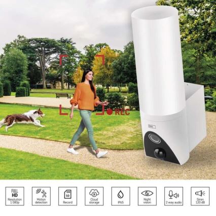 Έξυπνη εξωτερική κάμερα LED με φως GoSmart LED/12W/230V IP65 Wi-Fi Tuya λευκό