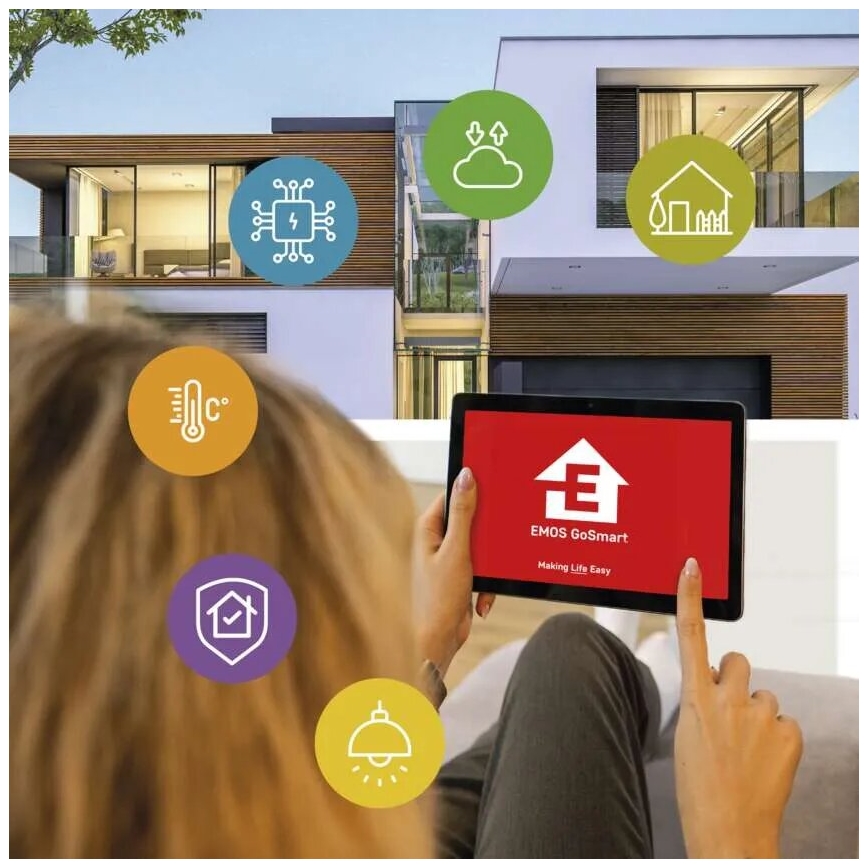 Έξυπνη εξωτερική κάμερα LED με φως GoSmart LED/12W/230V IP65 Wi-Fi Tuya λευκό