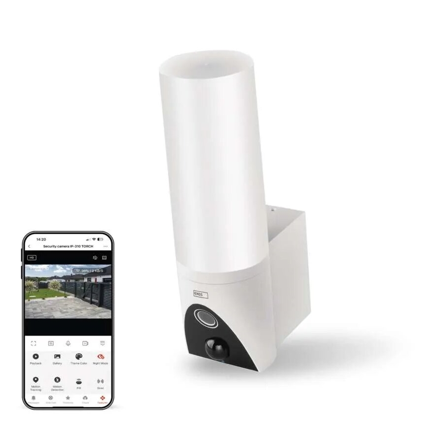 Έξυπνη εξωτερική κάμερα LED με φως GoSmart LED/12W/230V IP65 Wi-Fi Tuya λευκό