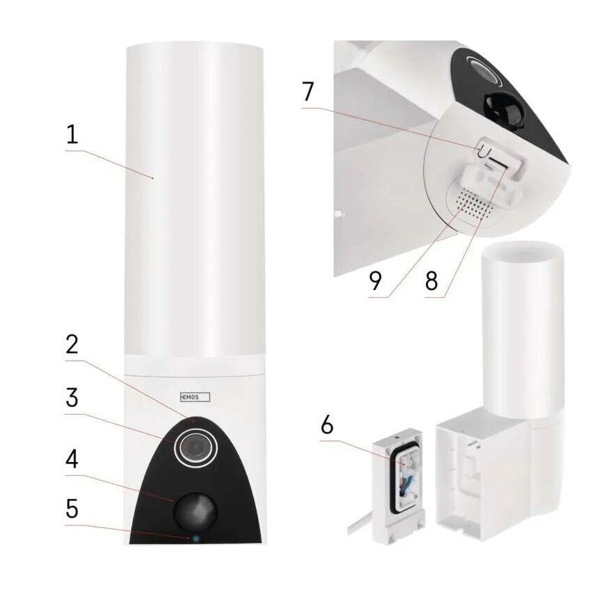 Έξυπνη εξωτερική κάμερα LED με φως GoSmart LED/12W/230V IP65 Wi-Fi Tuya λευκό