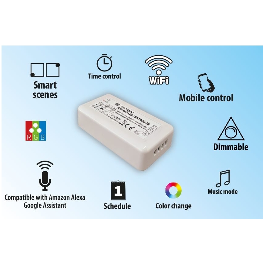 Έξυπνο τηλεκοντρόλ για ταινίες LED RGB 5-24V Wi-Fi Tuya