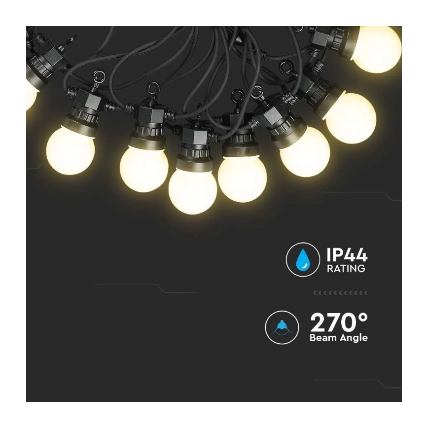 Εξωτερικά λαμπάκια LED STRING 10m 20xLED/0,5W/24/230V 3000K IP44