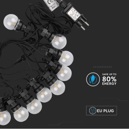 Εξωτερικά λαμπάκια LED STRING 5m 10xLED/0,4W/24/230V 3000K IP44