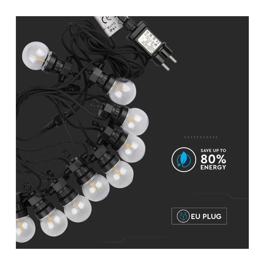 Εξωτερικά λαμπάκια LED STRING 5m 10xLED/0,4W/24/230V 3000K IP44