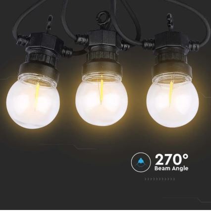 Εξωτερικά λαμπάκια LED STRING 5m 10xLED/0,4W/24/230V 3000K IP44